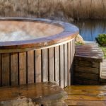 How,Water,Swirling,In,Wooden,Hot,Tub,Outside,In,Nature.
